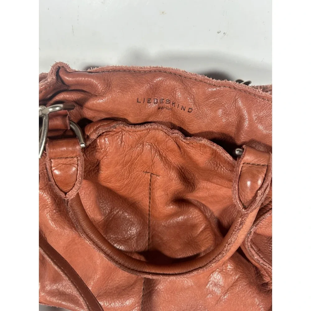 Liebeskind Berlin Cognac Brown Leather Satchel Crossbody Bag Handbag